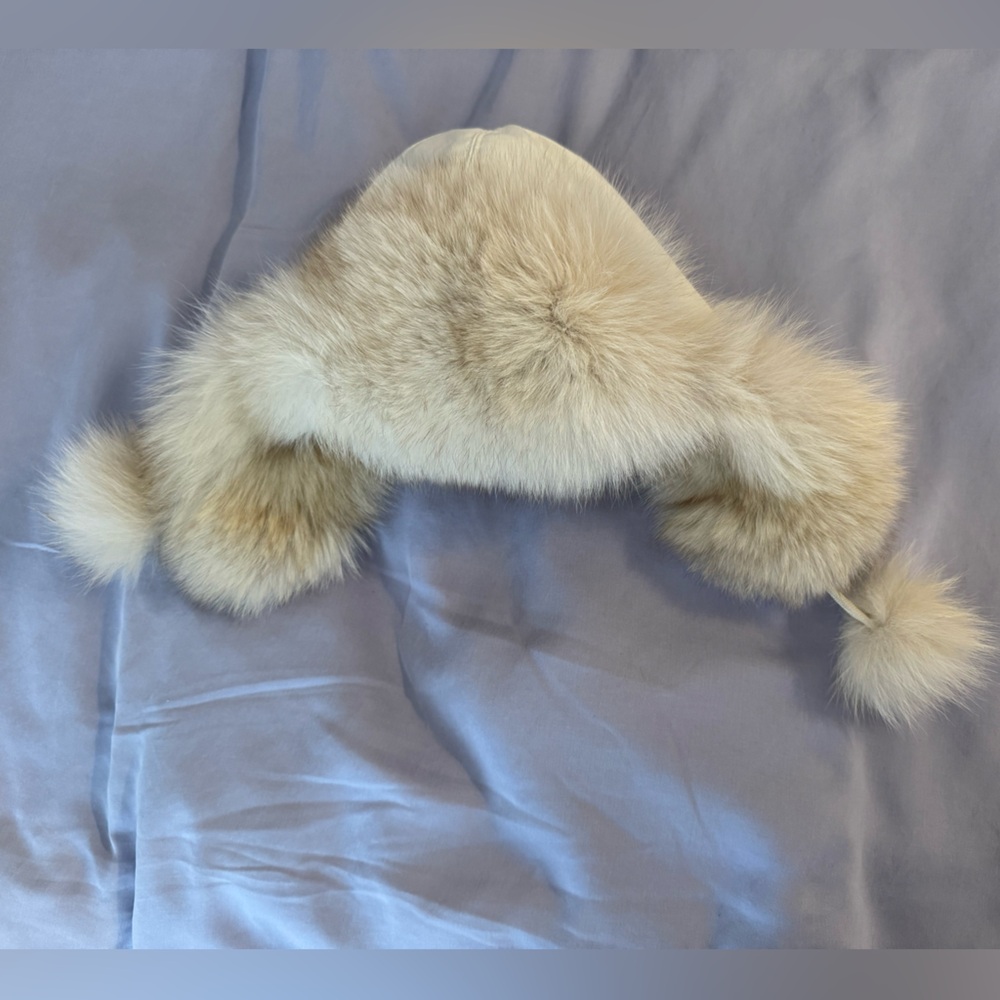 Fox Fur Winter Hat with Pom Poms